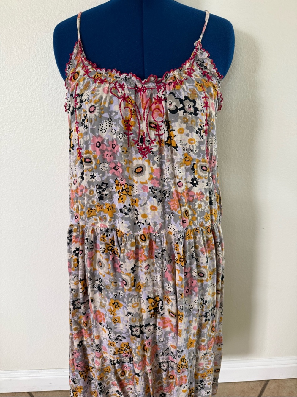 NATURAL LIFE Pink Yellow Floral Tiered Skirt